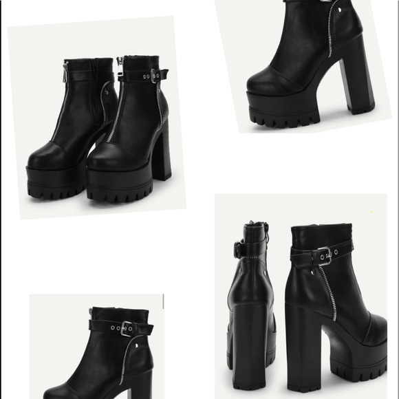 SHEIN Shoes - Zipper Buckle platform boot